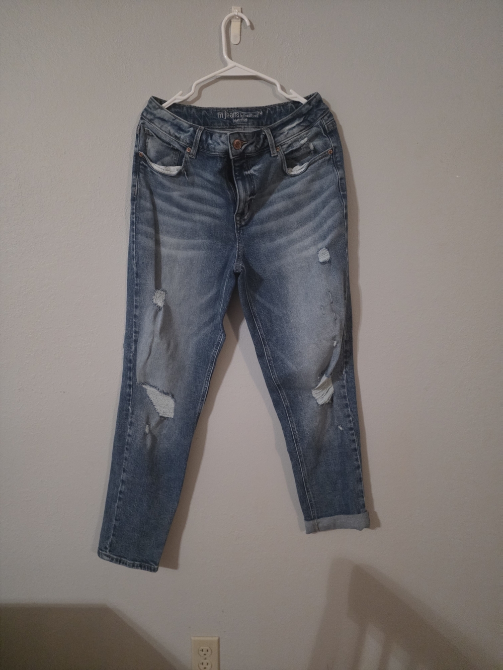 Maurices Light Blue Distressed Boyfriend Jeans